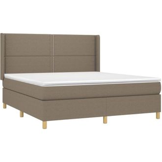 vidaXL Vidaxl - Cama Box Spring Con Colch&oacute;n Tela Gris Taupe 180x200 Cm
