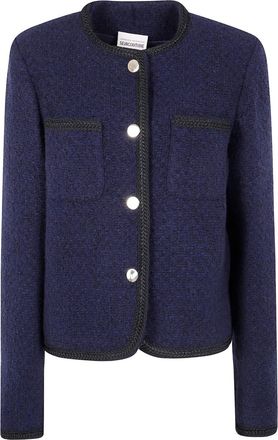 Semicouture Giacca Ricarda in lana con bordo intrecciato - Blu