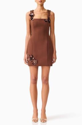 Elliatt Emma Floral Appliqu&eacute; Cocktail Minidress in Brown at Nordstrom Rack, Size Medium