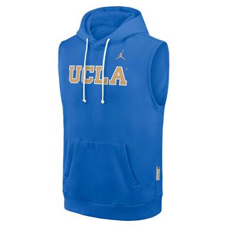 Nike Mens UCLA Sideline Jordan Brand Dri-FIT College Sleeveless Pullover Hoodie in Blue | 0JB444UUCL-65K