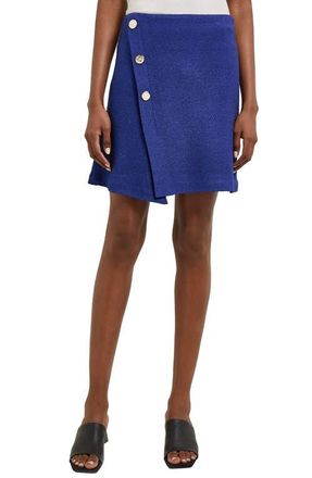 Misook Asymmetric Boucl&eacute; Miniskirt in Starry Night Blue at Nordstrom, Size Xx-Small