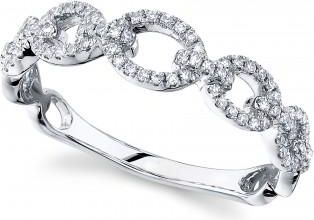 Allurez Diamond Pave Link Ring 14k White Gold (0.23ct)