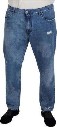 Dolce & Gabbana Blauwe Gewassen Katoenen Casual Denim Jeans - Heren - Slim Fit Jeans - Blauw - 2XL - Katoen - Jeans