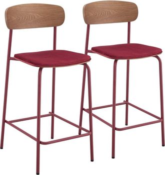 Oviala Lote de 2 sillas altas de madera burdeos