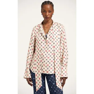 La DoubleJ Ascot Shirt in Talismania Check Ecru at Nordstrom, Size Xx-Small