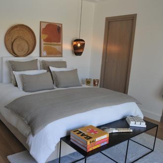 Maison d'été Edredón de algodón y lino gofrado capuchino 85X200 CM