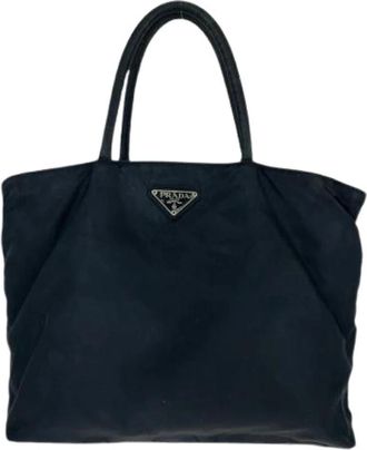 Prada Pre-owned Tote Bags, female, Black, Size: ONE SIZE Pre-owned Nylon Tote Bag