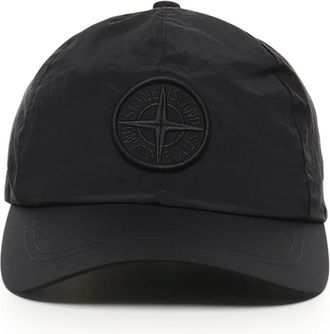 Stone Island Hats & Caps, male, Black, L, Black Drawstring Hat with Curved Brim
