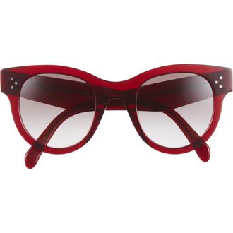 Celine Bold 3 Dots 48mm Square Sunglasses in Shiny Red /Gradient Brown at Nordstrom