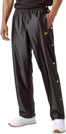 Reebok Mens Reebok Basketball Track Pants Black Gold-Tone Snap Elastic Waist FTS936