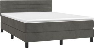 vidaXL Vidaxl - Cama Box Spring Colch&oacute;n Y Led Terciopelo Gris Oscuro 140x190 Cm