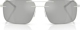 Moncler 56mm Rimless Rectangular Sunglasses in Matte Silver at Nordstrom