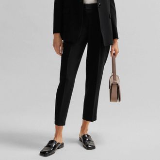 HUGO BOSS Damespantalon Boss Tapia Belted Regular-Fit in Zwart