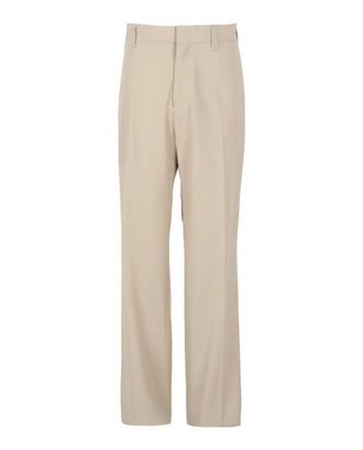 Ferragamo Mens Stitched Wide Leg Trousers In Bone