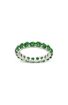 Sterling Forever Gracie Cubic Zirconia Eternity Ring in Silver/Emerald at Nordstrom, Size 10