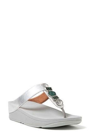 FitFlop Fino Stone Toe Post Wedge Sandal in Silver at Nordstrom Rack, Size 10