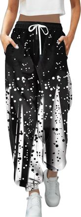 Generic Christmas Joggers Women Tie Dye Print Holiday Sweatpants Baggy Elastic Waist Trousers Oversized Xmas Drawstring Jogging Pants Ladies Jogging Walking S