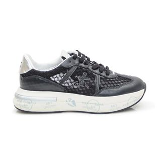 Premiata Sneakers, female, Gray, 8 UK, Black Fabric Trainers with Suede Details
