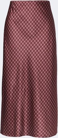 Vince Plaid satin midi skirt