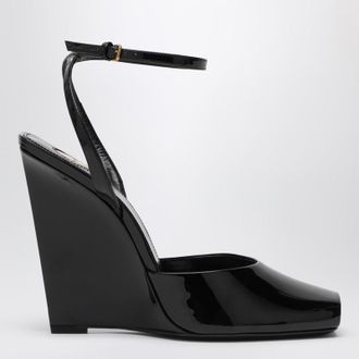 Saint Laurent La Scandale wedge in black patent leather