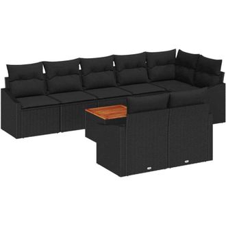 vidaXL Garden Sofa Set with Storage 9 pcs Black Poly Rattan vidaXL