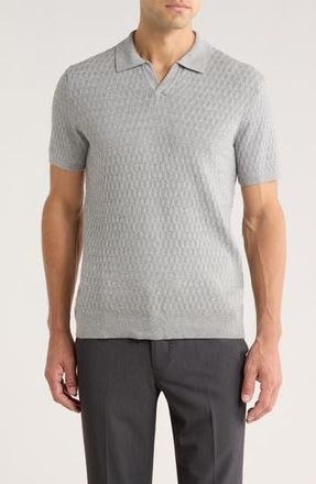 Robert Barakett Rylan Johnny Collar Cotton Blend Polo Sweater in Grey at Nordstrom Rack, Size Xx-Large