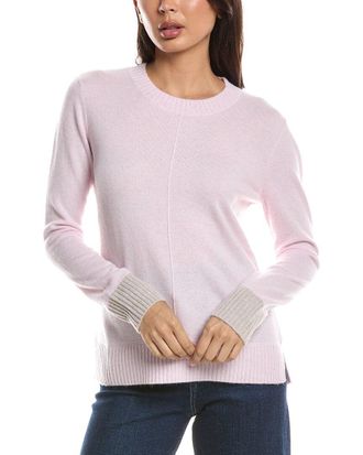 Fort&eacute; Cashmere Contrast Trim Crew Cashmere Sweater