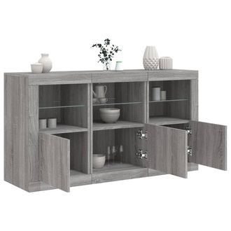 Berkfield Home Sideboard with LED Lights Grey Sonoma 123x37x67 cm | Size: 123 x 37 x 67 cm