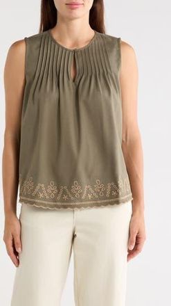 Adrianna Papell Embroidered Shell in Olive Tree/Taos Taupe at Nordstrom Rack, Size X-Large