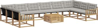 vidaXL Conjunto De Sof&aacute;s De Exterior 11 Uds. Blanco Y Gris Claro Vidaxl