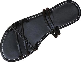 Generic Ladies Flat Sandals Casual Stylish Beach Slippers Open Toe Solid Color Classic Non-Slip Lightweight Comfortable Slip On Slippers Summer Leisure