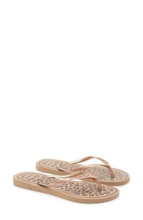 Havaianas Slim Animal Print Flip Flop in Rose Gold/rose Gold at Nordstrom, Size 11