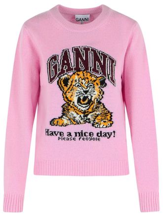 Ganni Pink Wool Blend Sweater