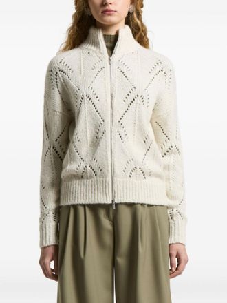 PESERICO White High-neck Cardigan