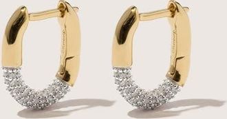 Otiumberg 14kt Gold Vermeil Small Demi-Pav&eacute; Staple Hoop Earrings in Yellow Toned Gold at Nordstrom