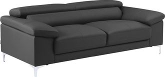 Vente-Unique Sof&aacute; 3 plazas de piel SOLANGE - Gris antracita