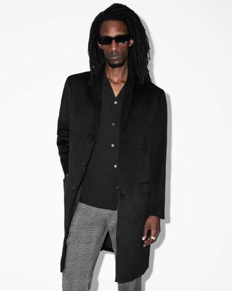 AllSaints Hal Single Breasted Wool Blend Coat