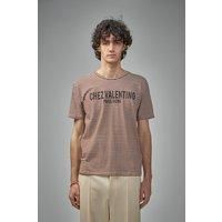 Valentino Striped Cotton T-Shirt with Chez Valentino Print