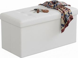 Relaxdays Relaxdays folding storage bench, faux leather, padded, hallway or bedroom, HxWxD: 38 x 76 x 38 cm, white