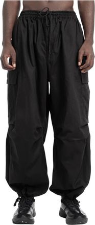 Yohji Yamamoto Broeken, Heren, Zwart, XS, Katoen, UT Twill Cargo Broek