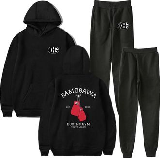 Generic Anime Hajime No Ippo KBG Harajuku Spring Autumn Clothes Casual Suit Hoodies Sportswear (BLACK,L)