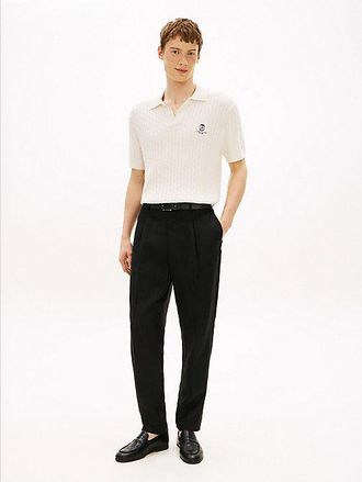 Tommy Hilfiger New York Label Tapered Leg Pure Linen Trousers