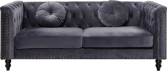 VENTE-UNIQUE.COM Sof&aacute; fijo poli&eacute;ster 3 plazas gris antracita 190x77cm