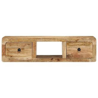 Berkfield Home Wall-mounted TV Cabinet 100x32x25 cm Solid Wood Rough Mango in Brown | Size: 100 x 32 x 25 cm
