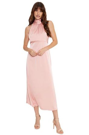 Oasis Satin Halter Neck Midi Bridesmaid Dress in Blush at Nordstrom, Size 12