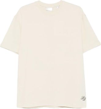Les Deux logo-embroidered crew-neck T-shirt - men - Organic Cotton - L - Neutrals