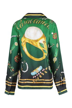 Casablanca Womens Printed Silk Shirt Green