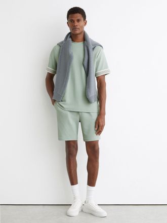 Reiss Mint Green Textured Side-stripe Drawstring Shorts, Xxl