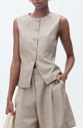 Mango Vivian Stripe Suit Vest in Medium Brown at Nordstrom Rack, Size Small