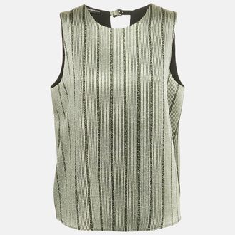 Emporio Armani Green Striped Lurex Sleeveless Top